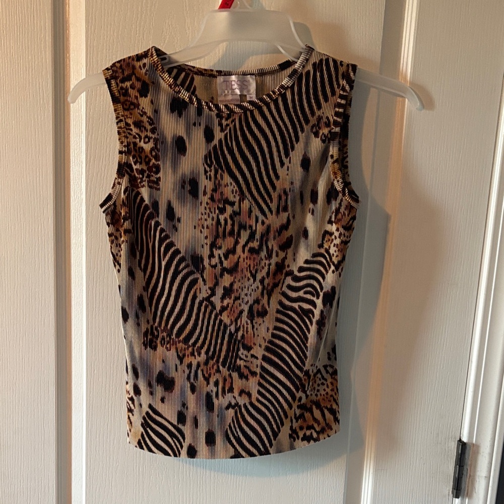 Chic Animal Print Sleeveless Tank Top